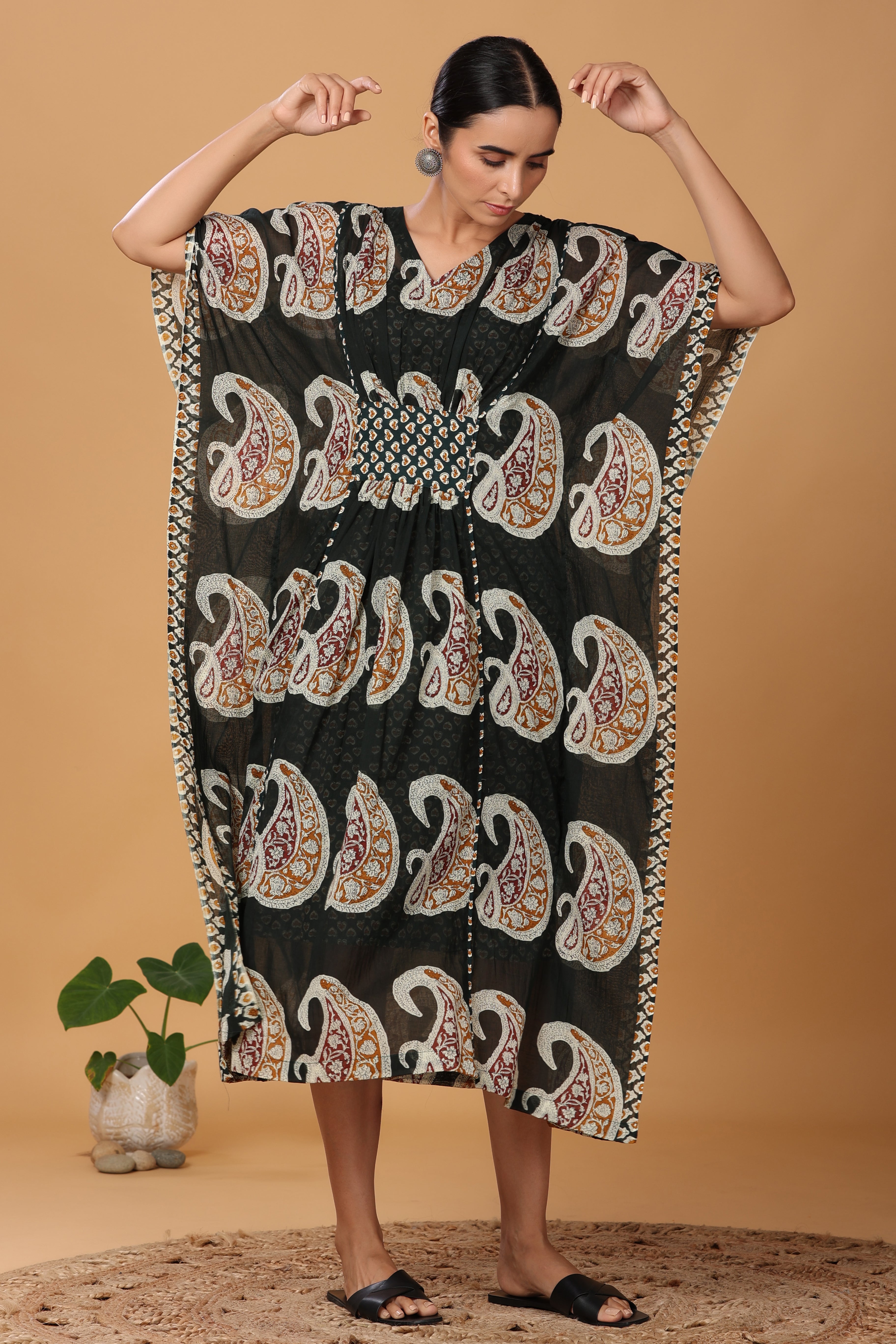 Deep Green Kaftan With Slip