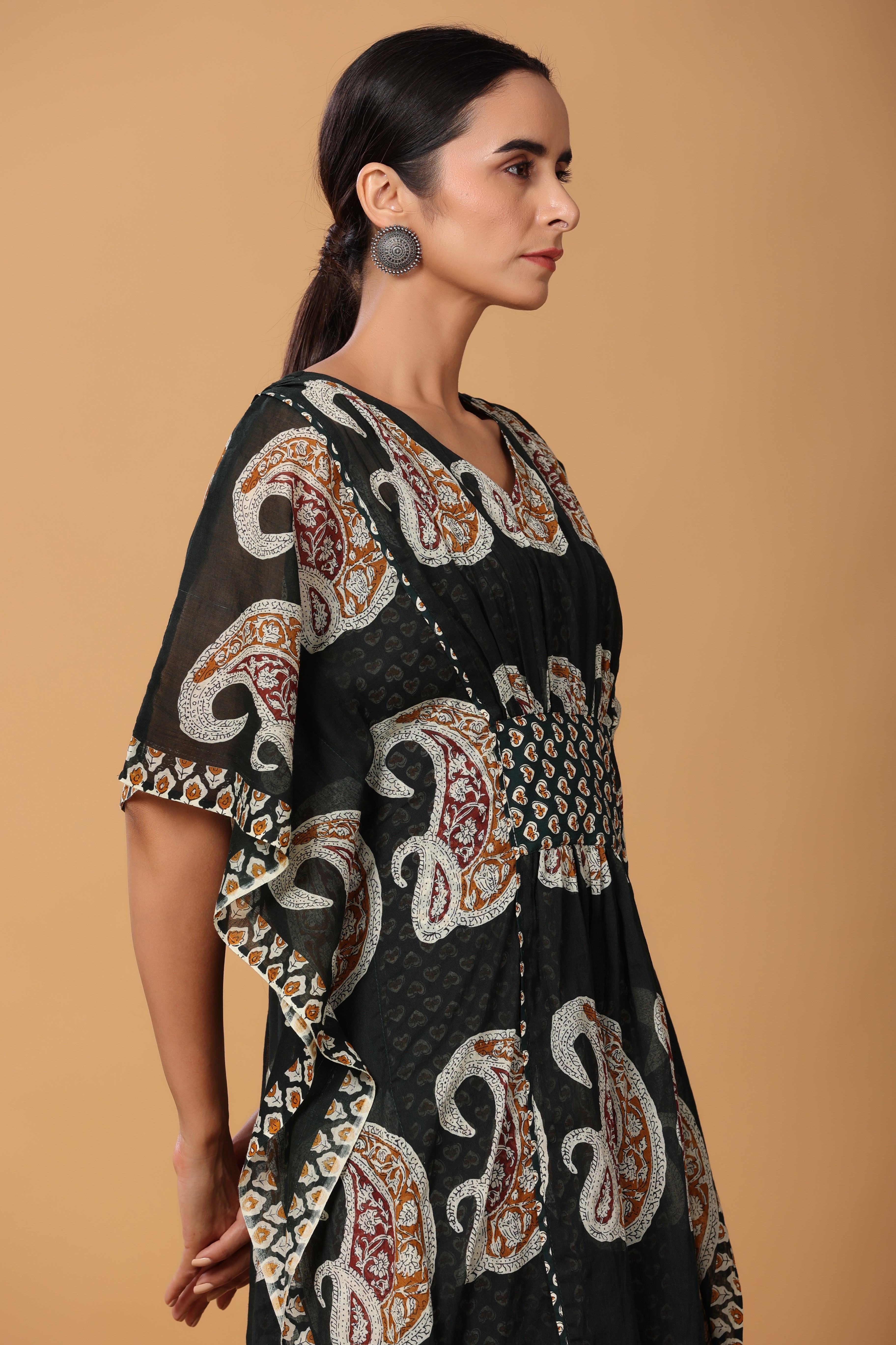 Deep Green Kaftan With Slip