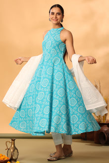  Bandhni blue suit set