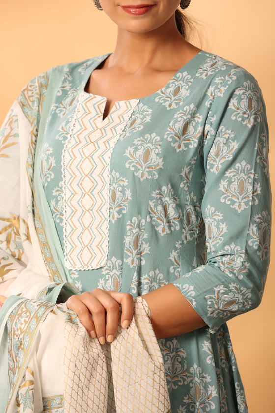 Powder blue ananrkali set