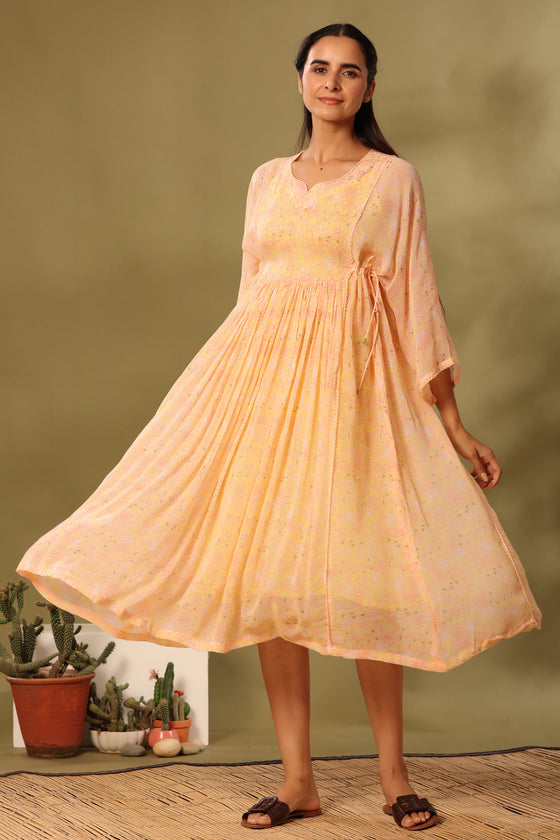 Peach Yellow Georgette Dress